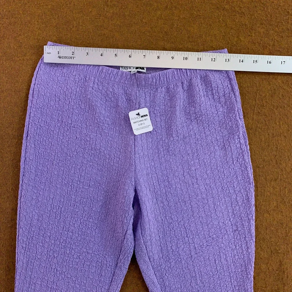 Fashion Nova Womens Medium Purple Textured Popcorn Knit Cropped Pants New
